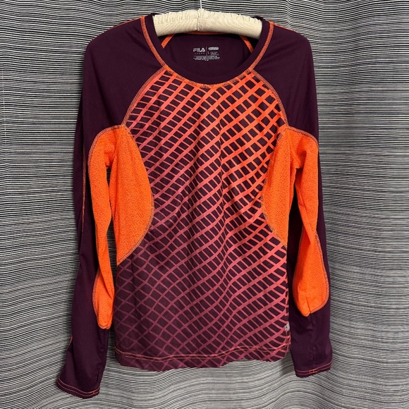 Fila Long Sleeve Running/Biking Jersey Orange/Red Size Large - Picture 1 of 7